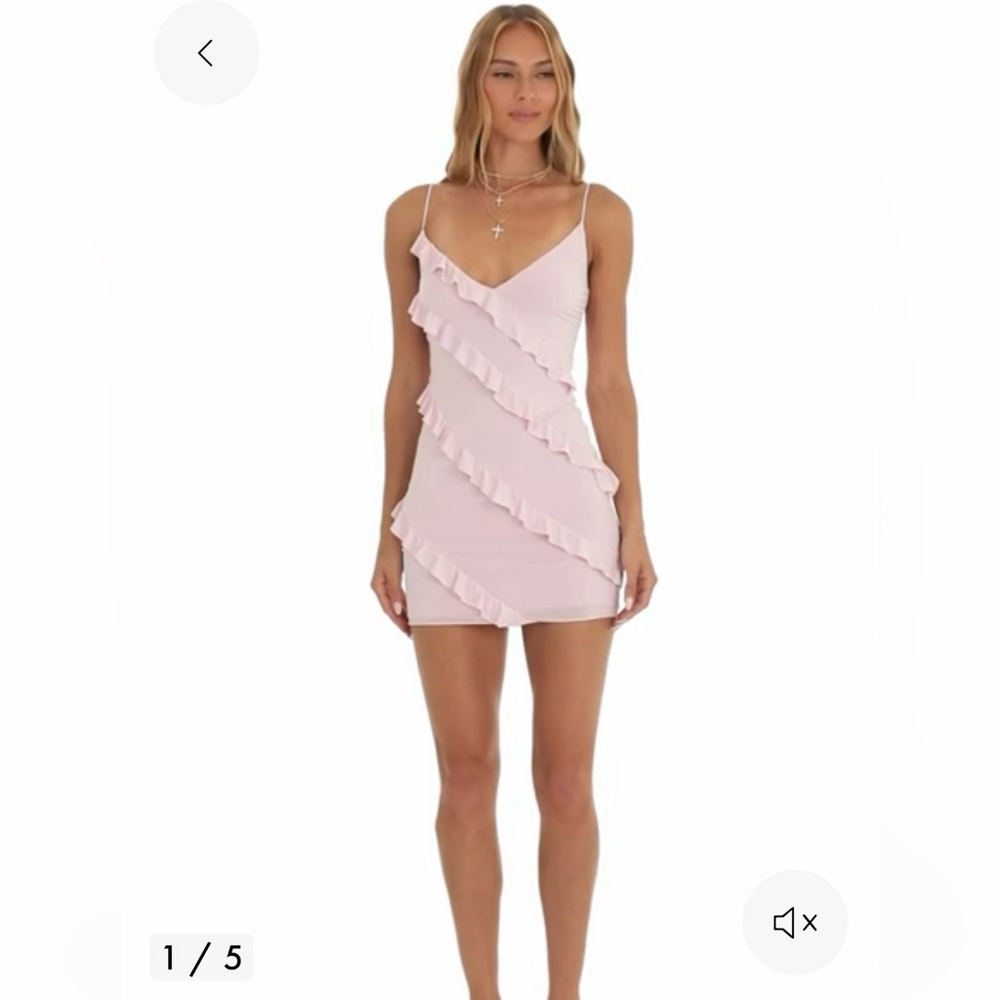 Lucy in the Sky Ruffle Mini Dress in Pink
size small